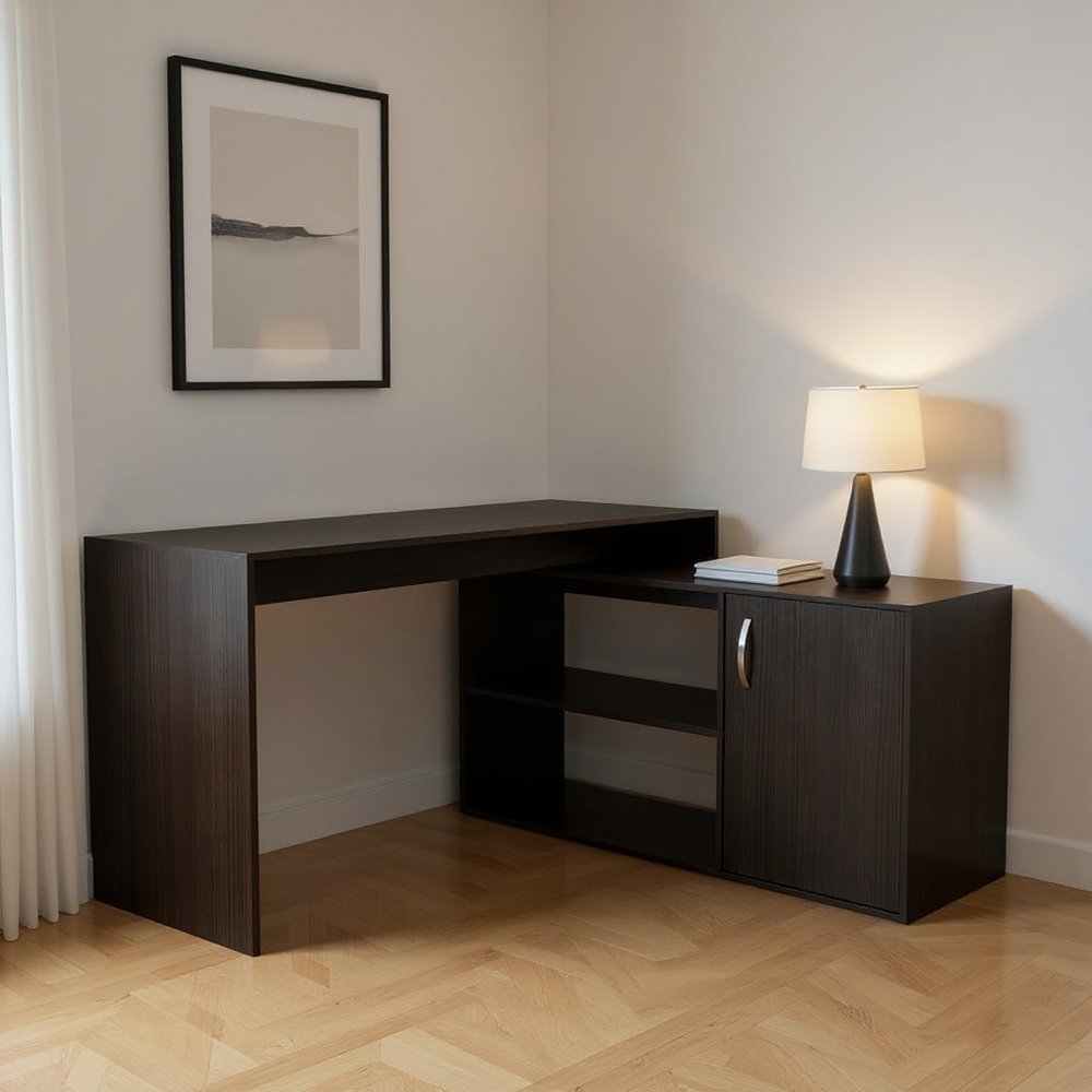 60" Black L Shape Computer Desk