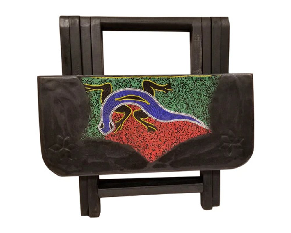 20" Dark Brown Solid Wood Nature Design Folding Portable End Table