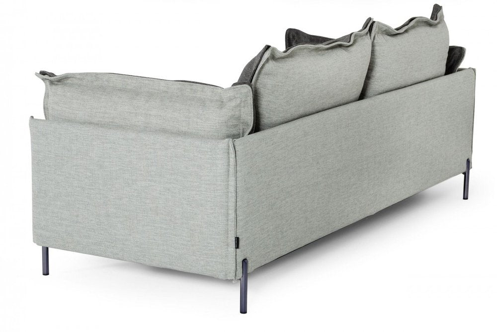 87" Dark Gray Polyester Blend Sofa With Silver Legs