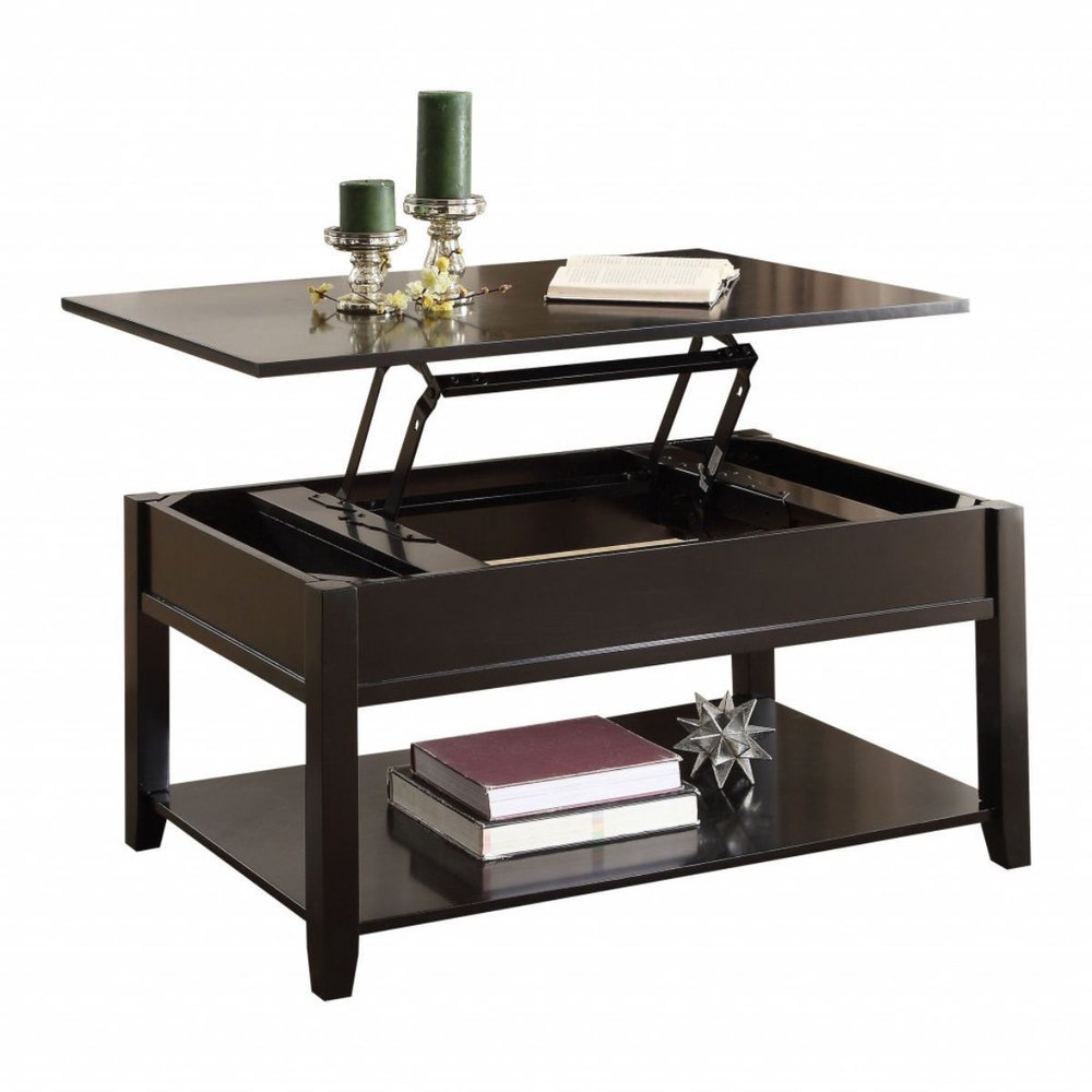 40" Black Wood Lift Top Coffee Table