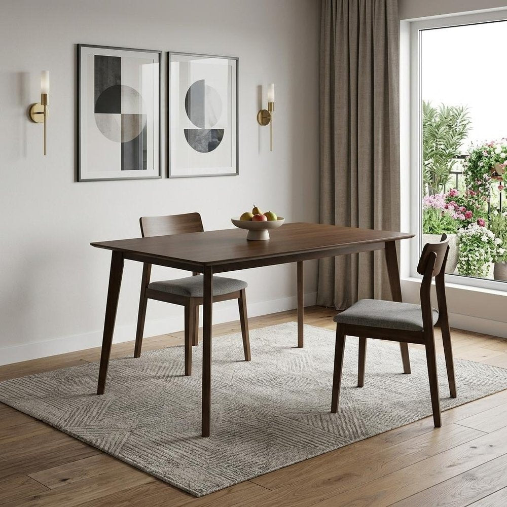 59" Brown Solid Wood Dining Table