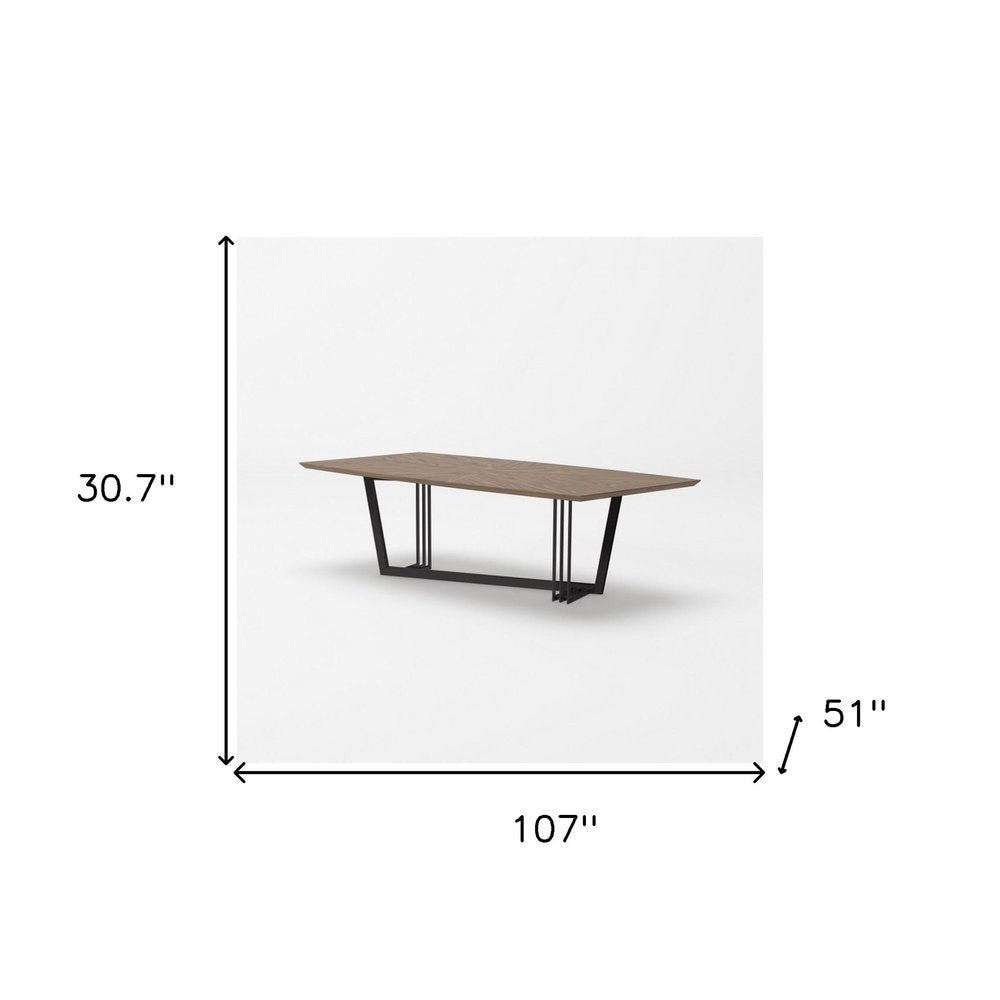 107" Walnut And Black Rectangular Geo Trestle Wood Dining Table