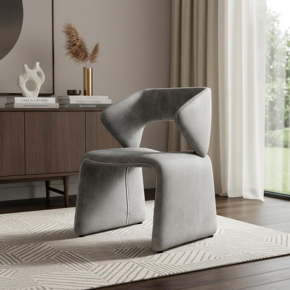 25" Light Gray Velvet Side Chair