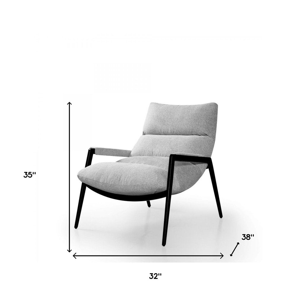 32" Gray And Black Upholstered Tufted Arm Chair