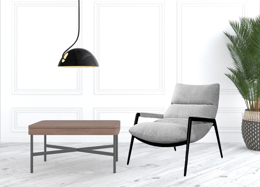 32" Gray And Black Upholstered Tufted Arm Chair