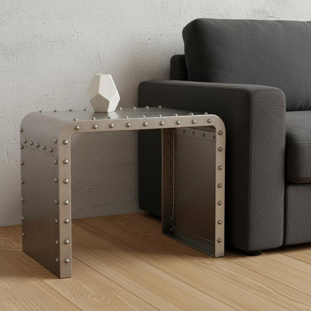 20" Gold Metal Rectangular End Table