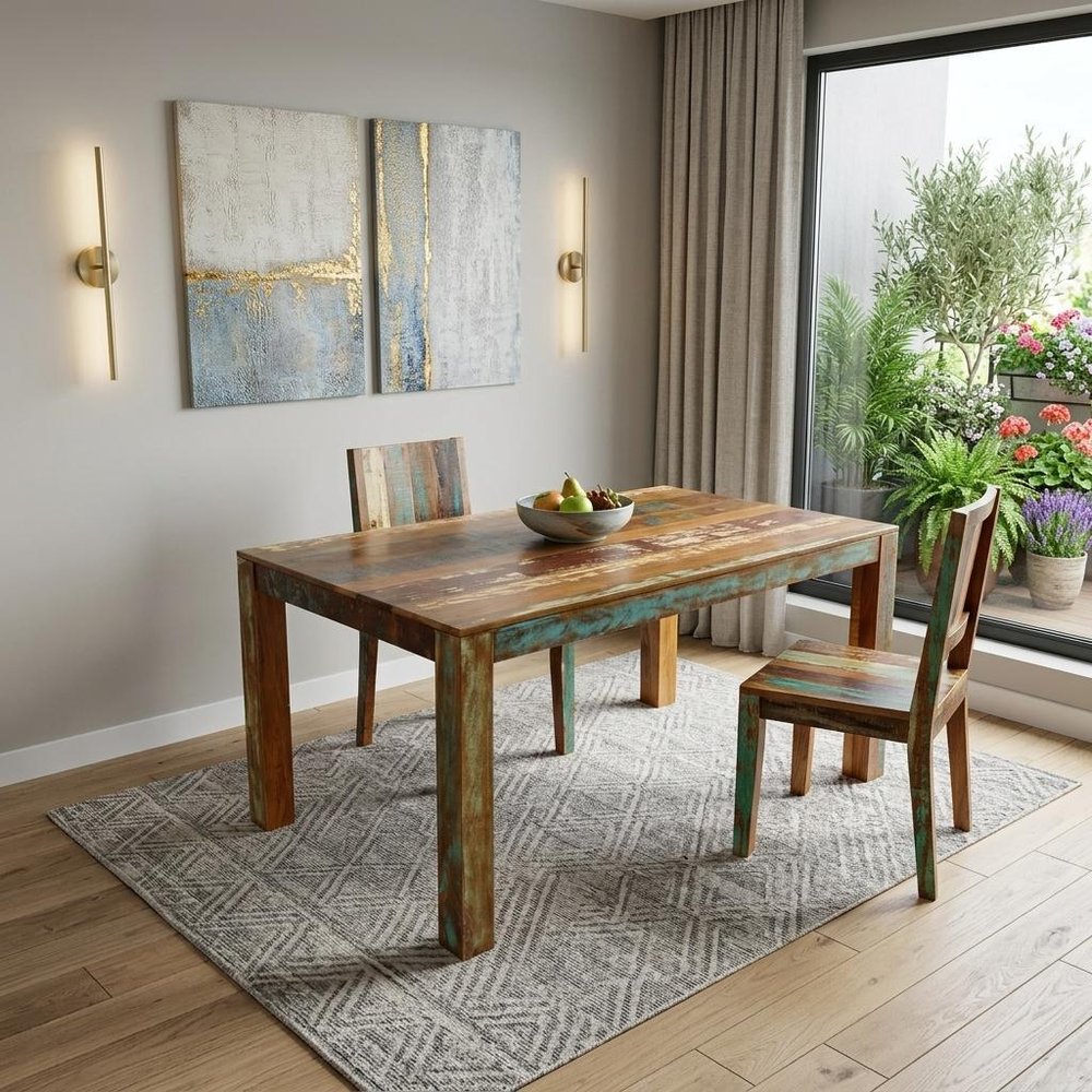 72" Brown Solid Wood Dining Table