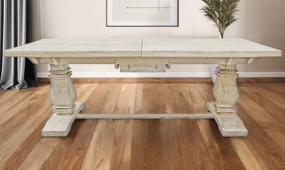 90" Light Brown Rectangular Solid Wood Butterfly Leaf Dining Table