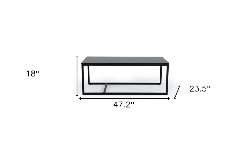 47" Black Faux Marble And Steel Frame Coffee Table