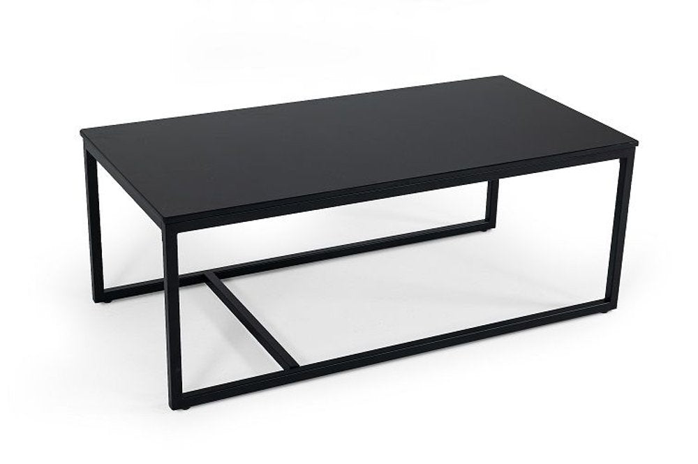 47" Black Faux Marble And Steel Frame Coffee Table