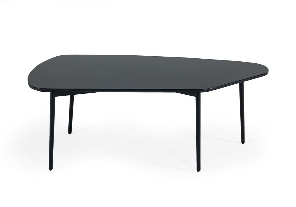 47" Black Faux Marble And Steel Free Form Coffee Table