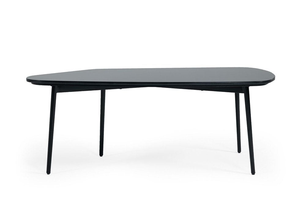 47" Black Faux Marble And Steel Free Form Coffee Table