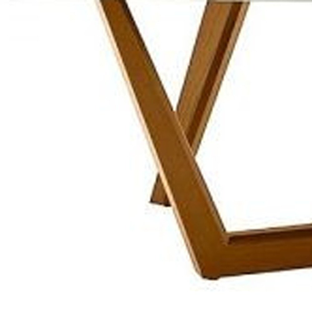 51" White and Brown Faux Marble And Wood Abstract Coffee Table
