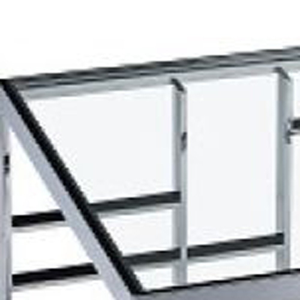 47" Clear and Silver Glass And Stainless Steel Frame Coffee Table