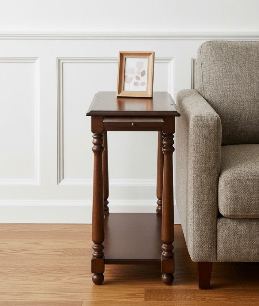 24" Wood Brown End Table With Shelf