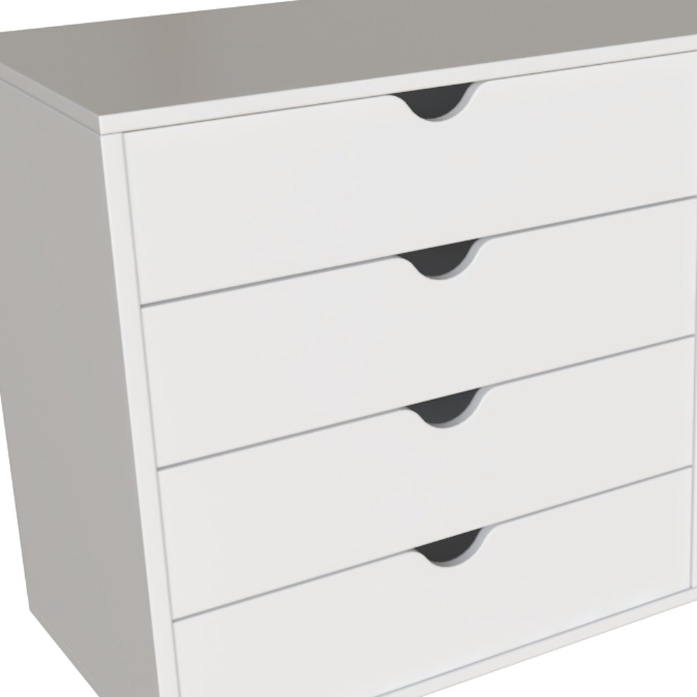 30" White Solid Wood Four Drawer Combo Dresser