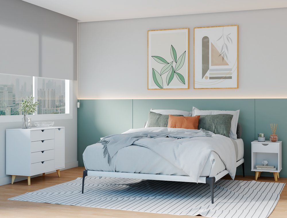 30" White Solid Wood Four Drawer Combo Dresser