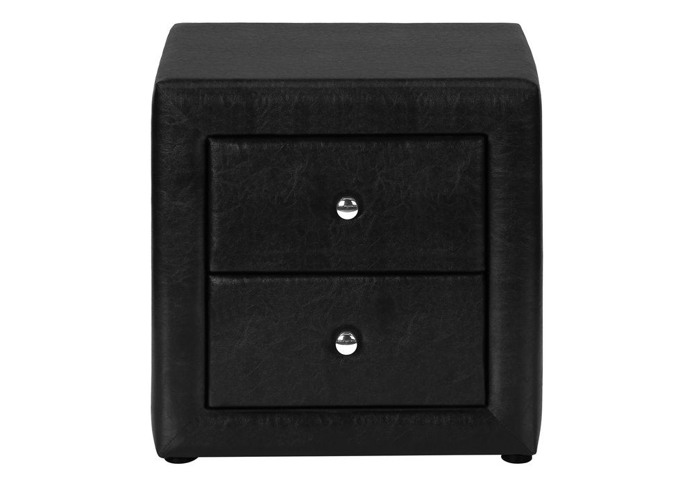 21" Black Wood Two Drawer Nightstand