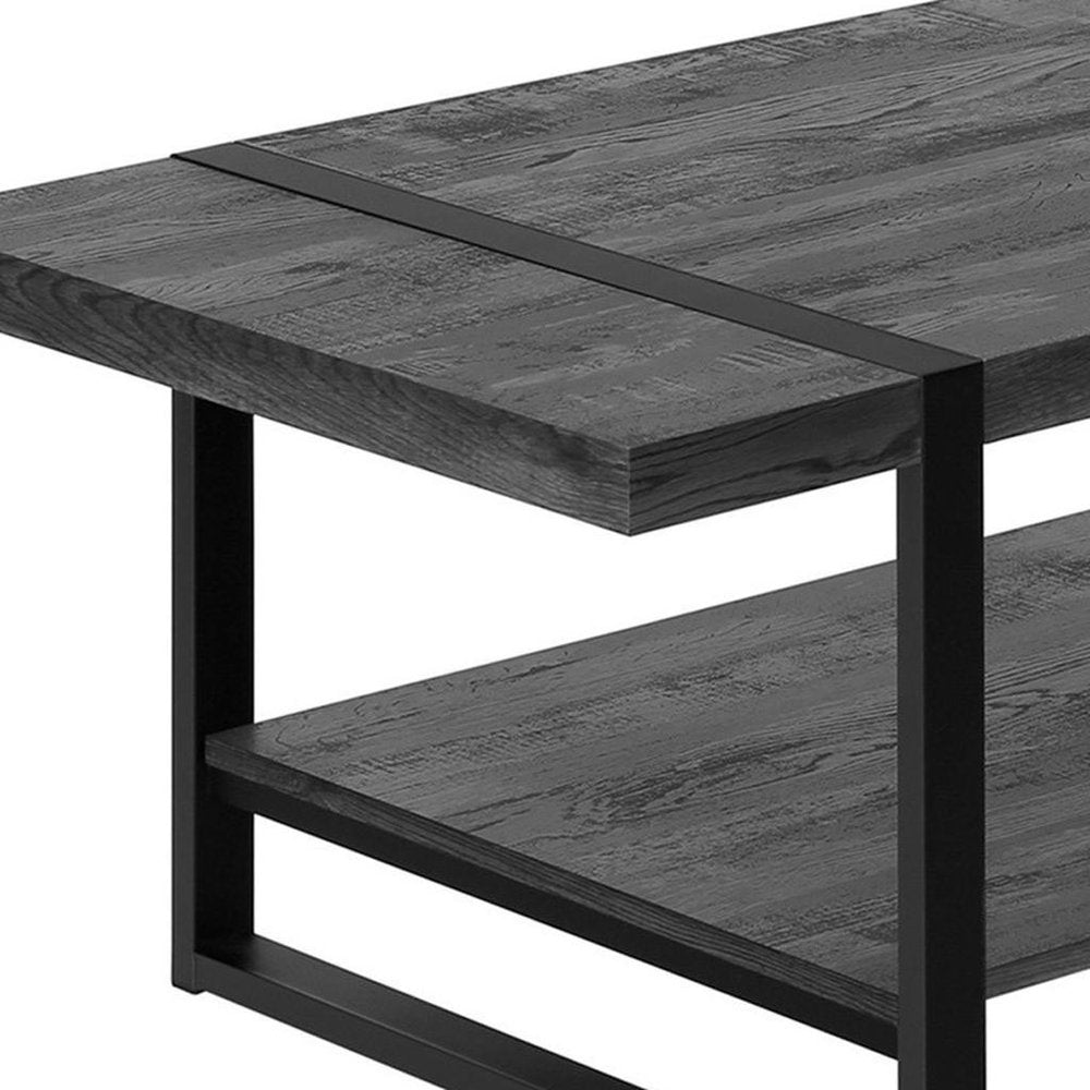 47" Black Coffee Table With Shelf