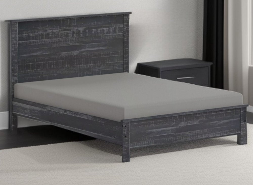 Gray Shiplap Texture Distressed Solid Wood Twin Bed Frame