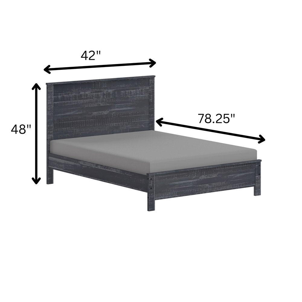 Gray Shiplap Texture Distressed Solid Wood Twin Bed Frame