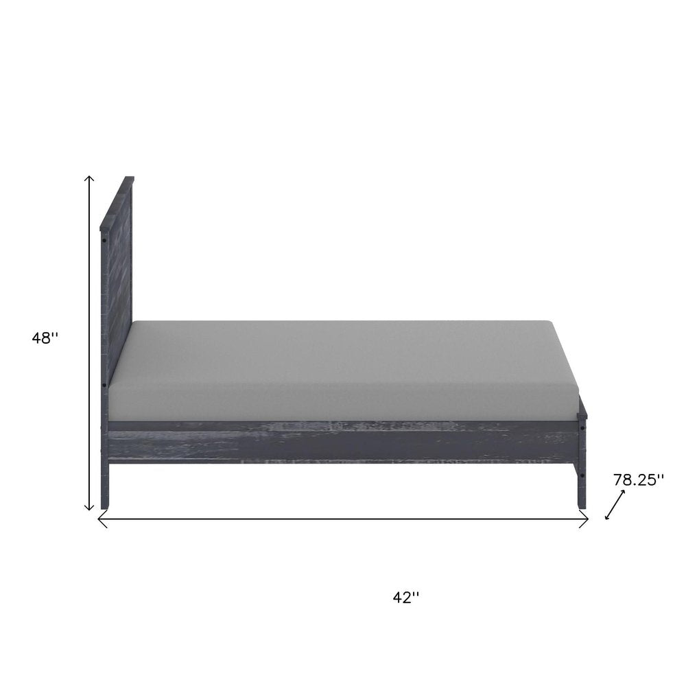 Gray Shiplap Texture Distressed Solid Wood Twin Bed Frame