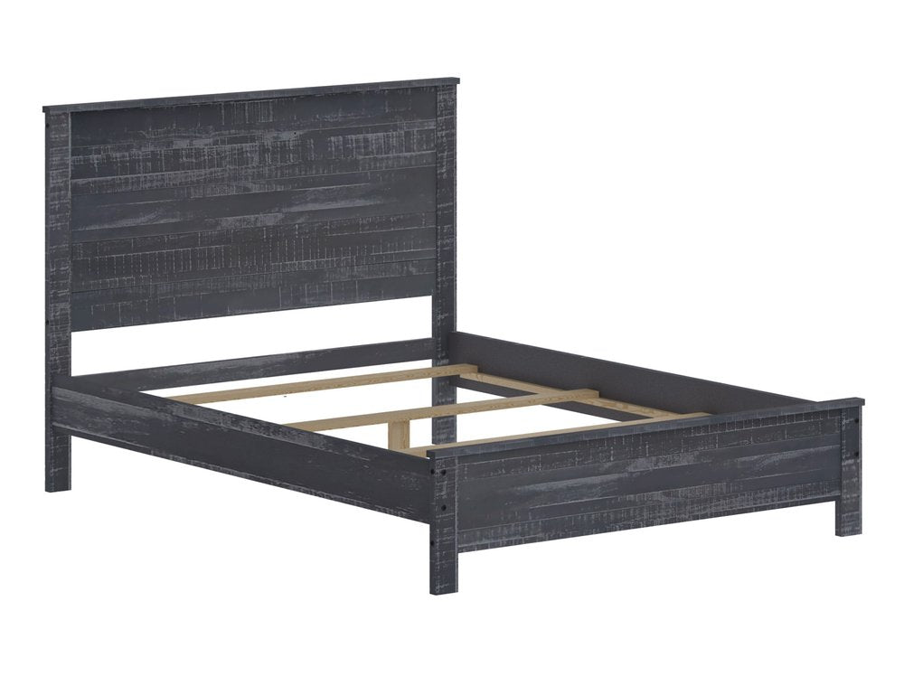 Gray Shiplap Texture Distressed Solid Wood Twin Bed Frame