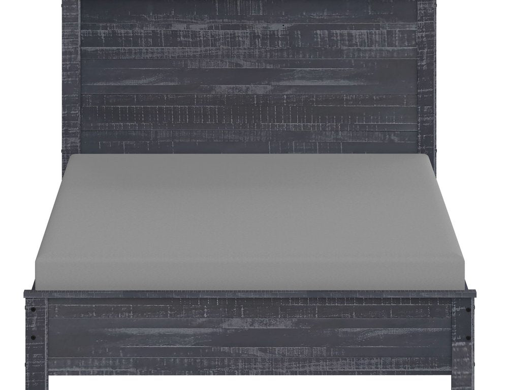 Gray Shiplap Texture Distressed Solid Wood Twin Bed Frame