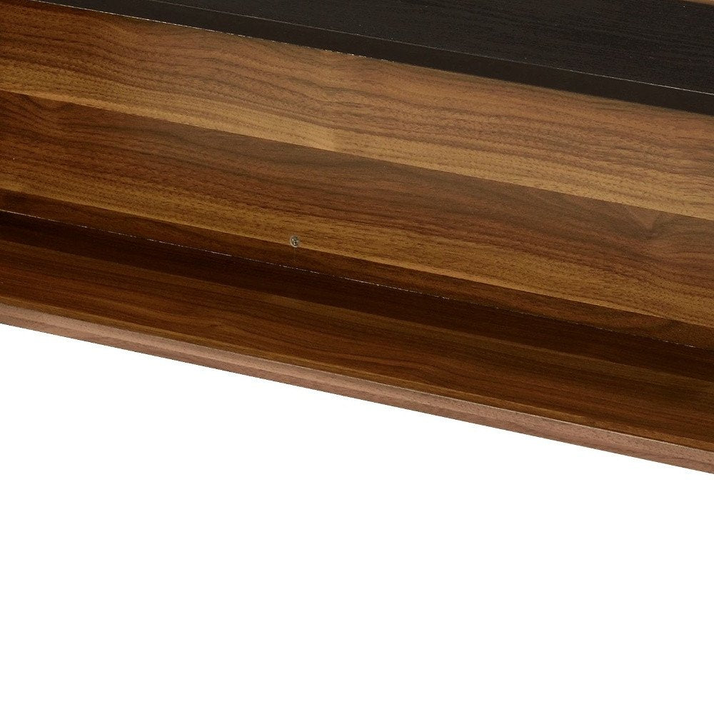 47" Brown and Black Wood Lift Top Coffee Table With Shelf