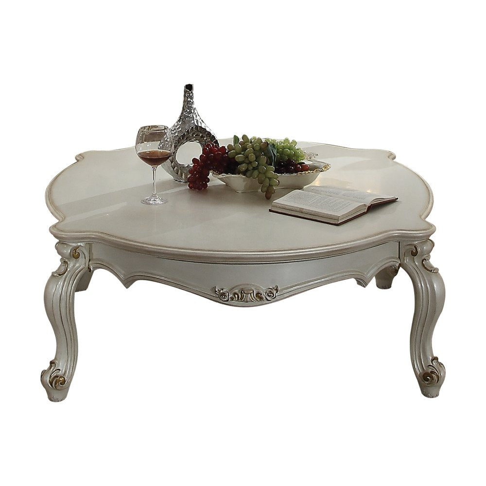54" Pearl Wood And Polyresin Coffee Table