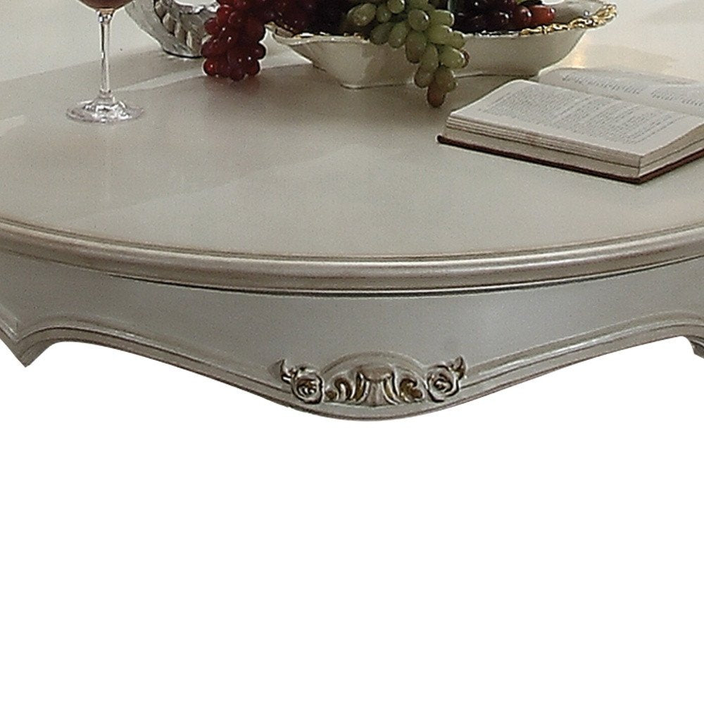 54" Pearl Wood And Polyresin Coffee Table