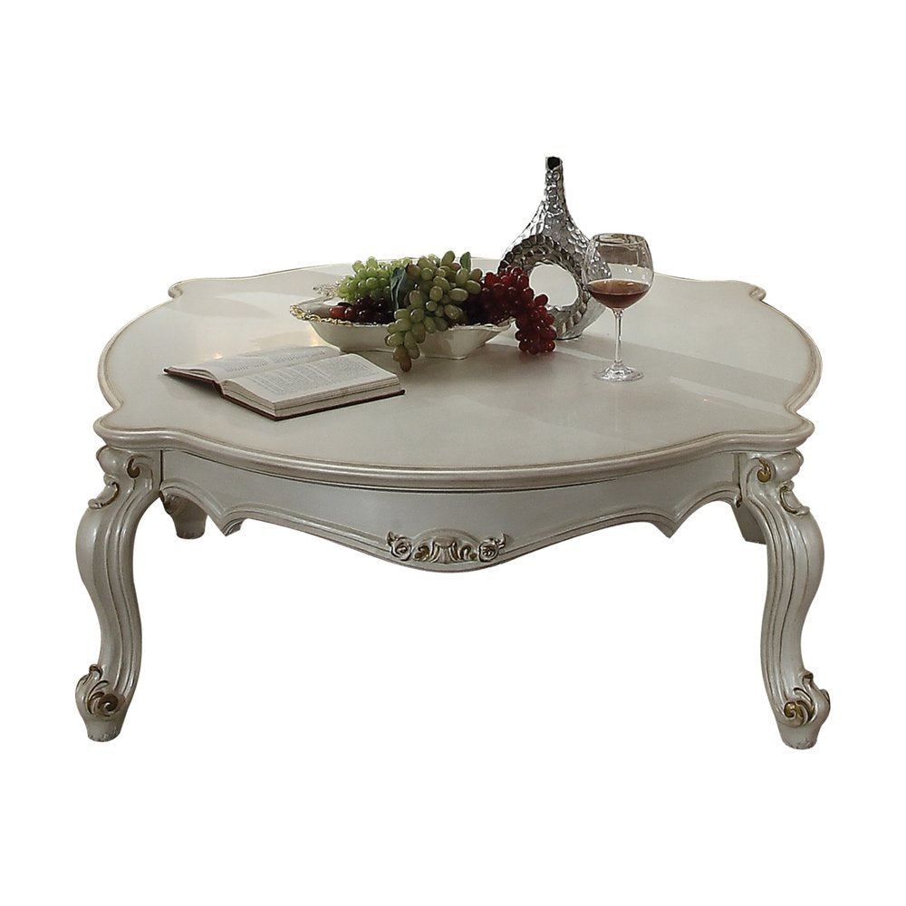 54" Pearl Wood And Polyresin Coffee Table