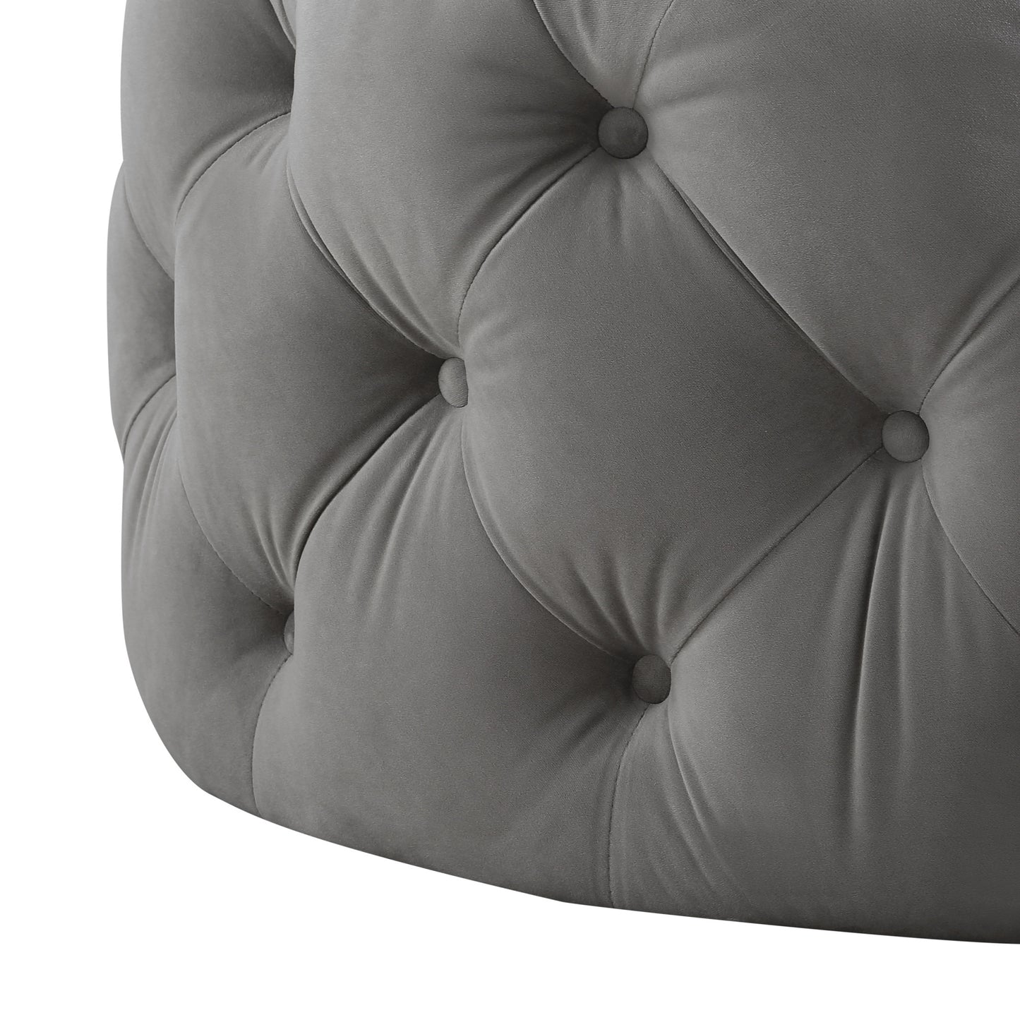 33" Blush Velvet Rolling Tufted Round Cocktail Ottoman