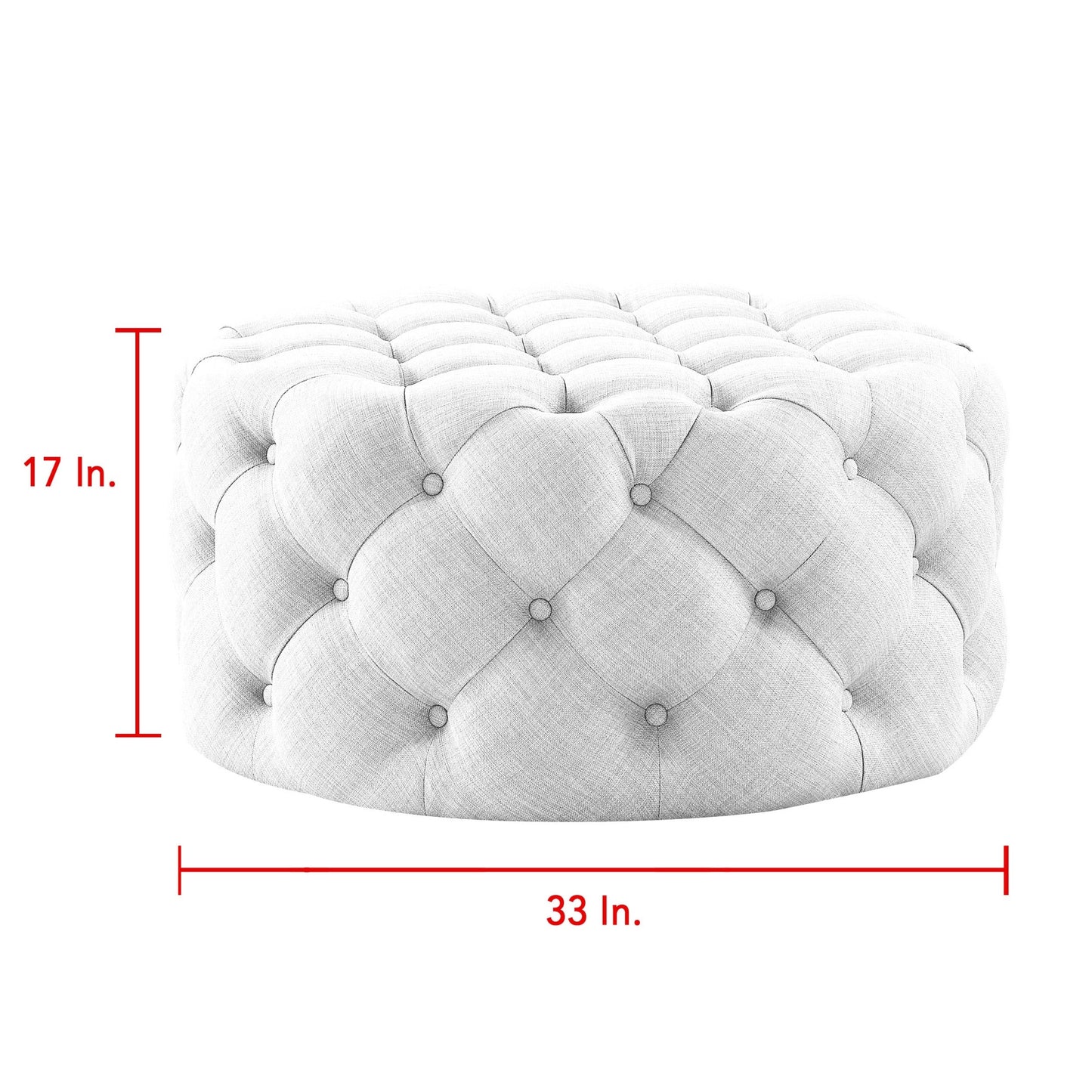 33" Blush Velvet Rolling Tufted Round Cocktail Ottoman