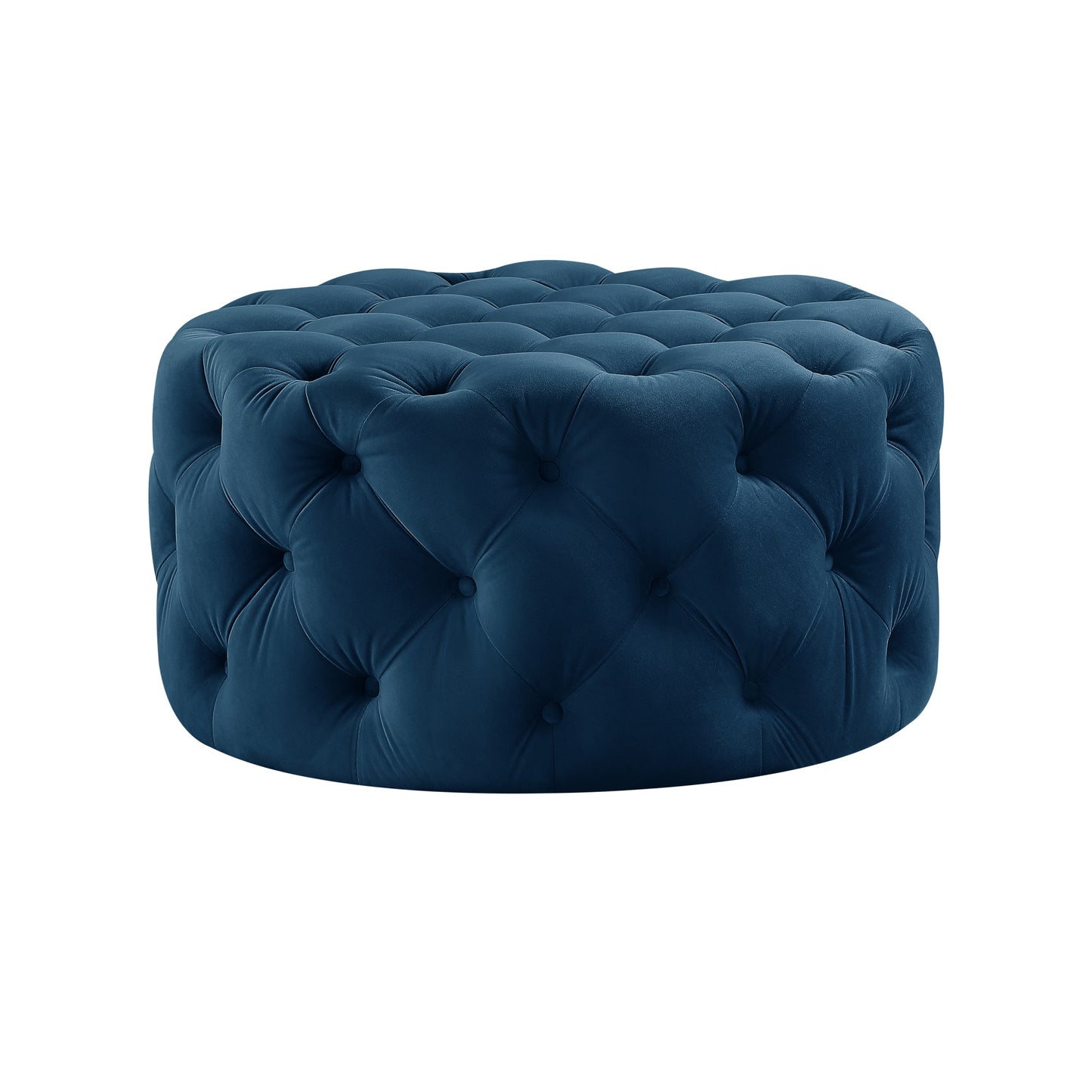 33" Blush Velvet Rolling Tufted Round Cocktail Ottoman