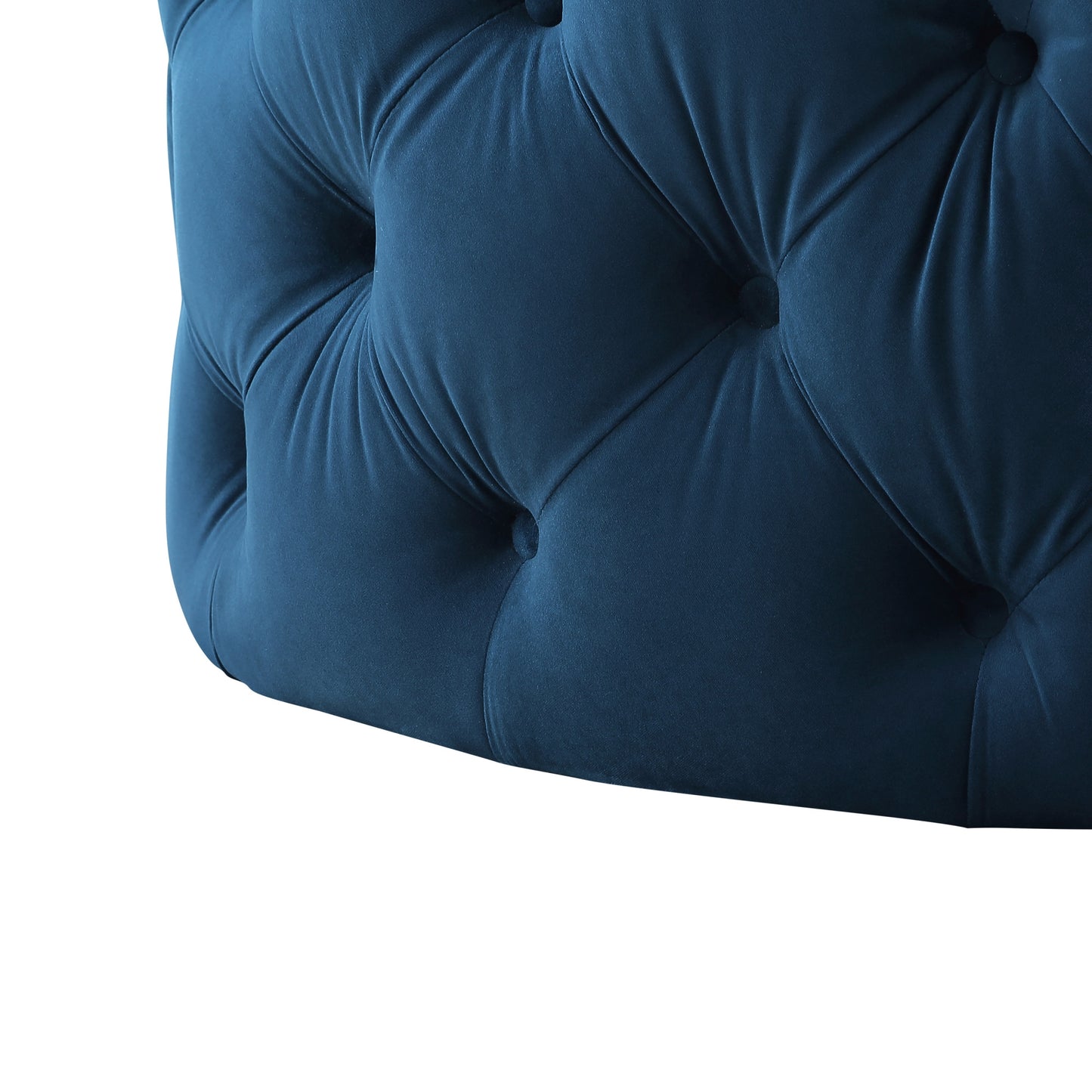 33" Blush Velvet Rolling Tufted Round Cocktail Ottoman