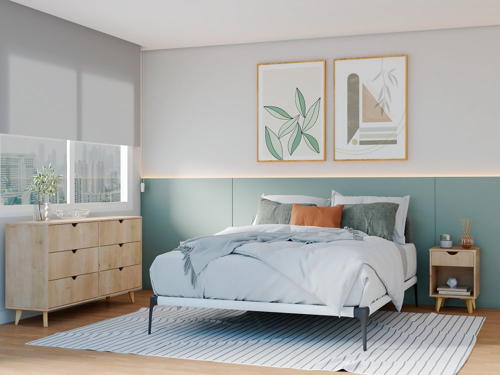 59" Natural Six Drawer Double Dresser