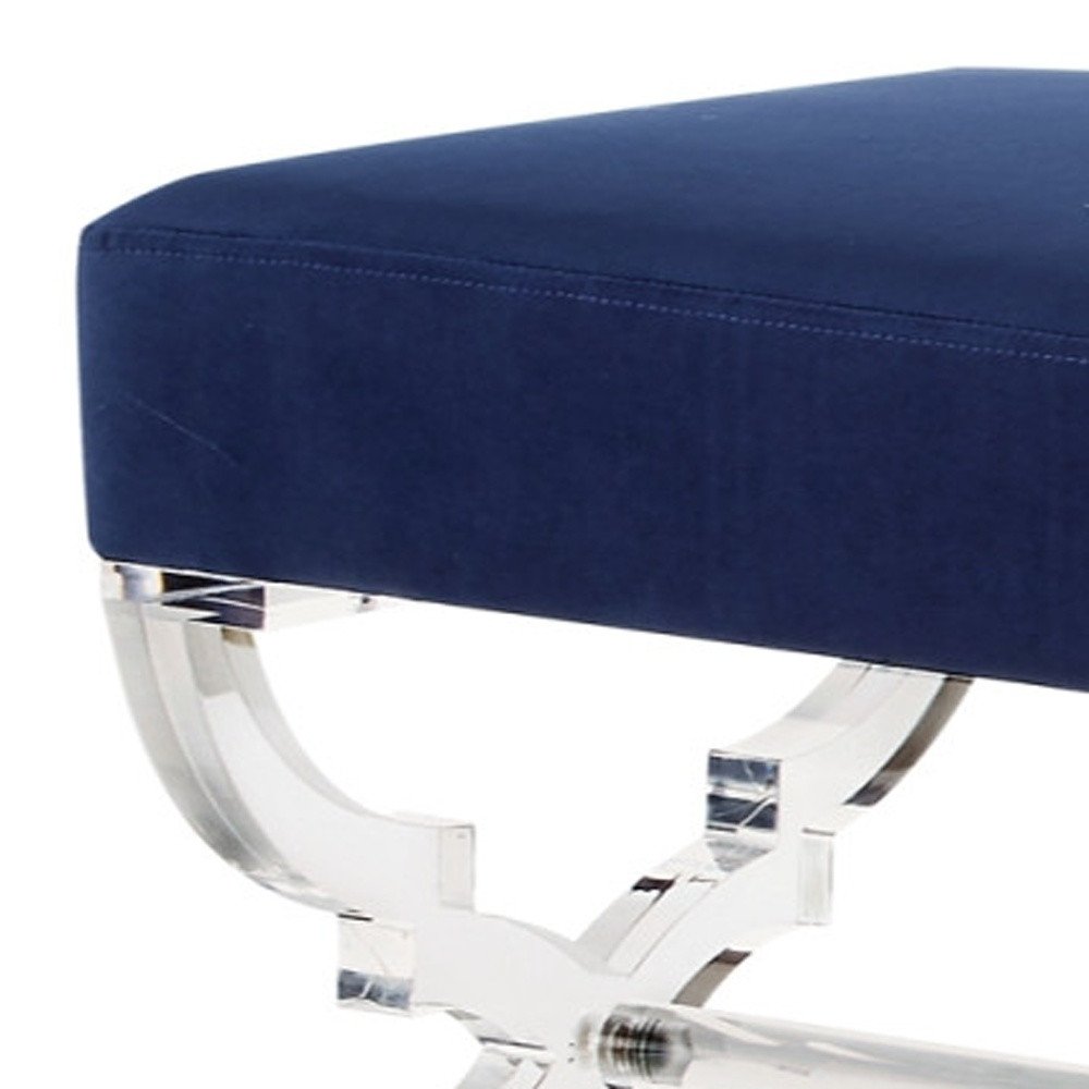 48" Black and Clear Velvet Upholstered Bench