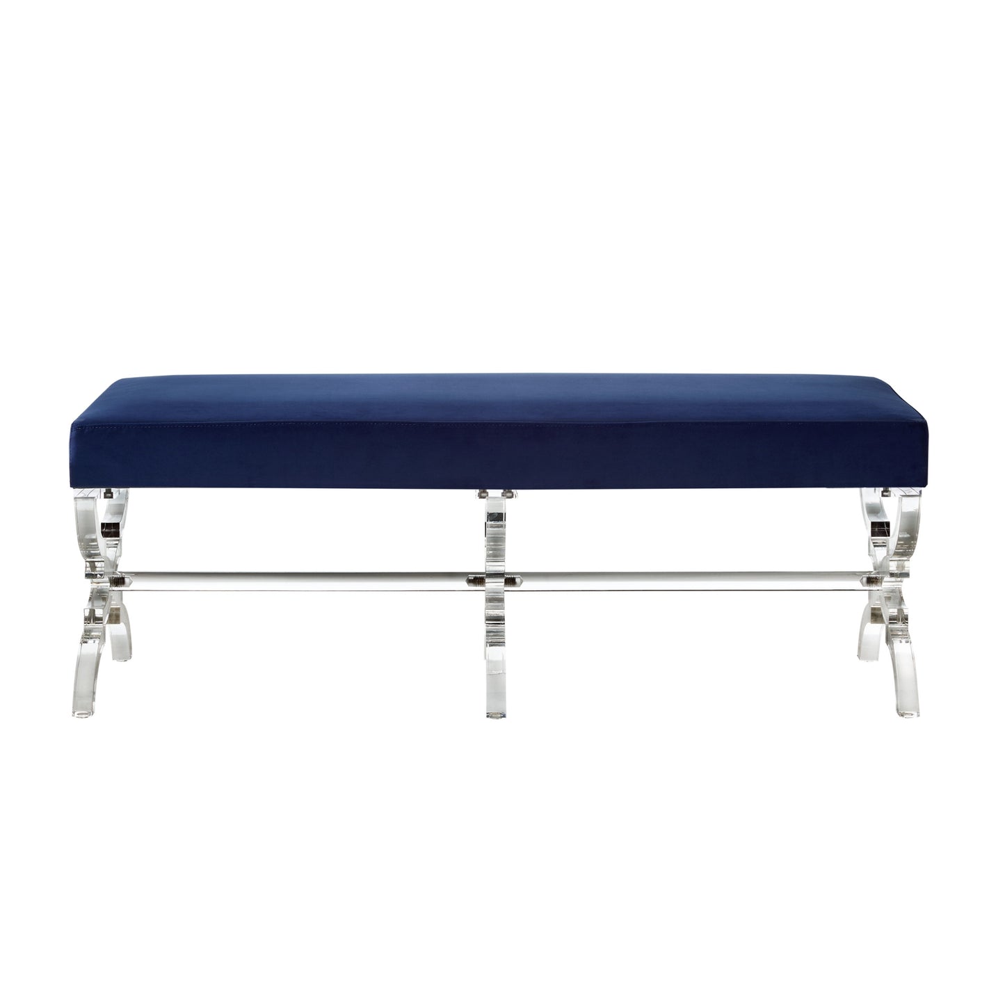 48" Black and Clear Velvet Upholstered Bench