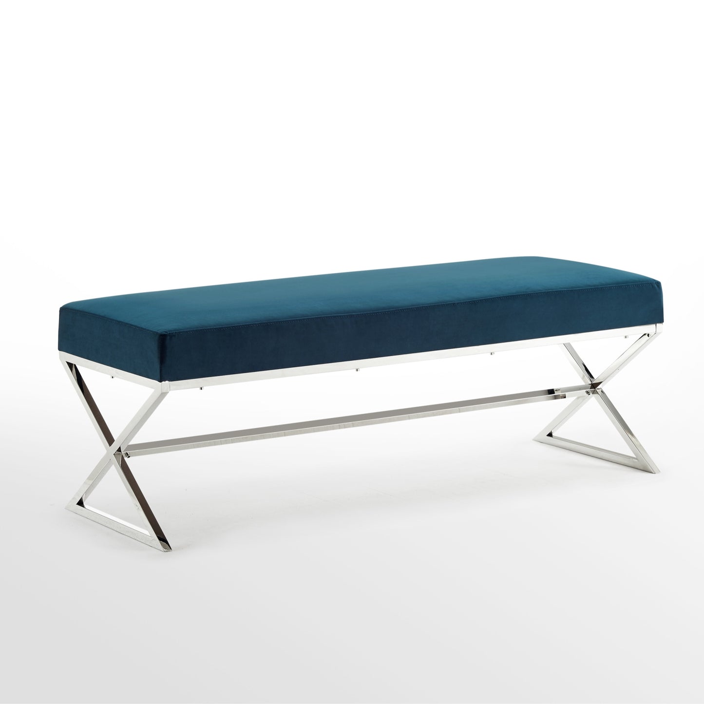 48" Gray and Silver Velvet Upholstered Bench