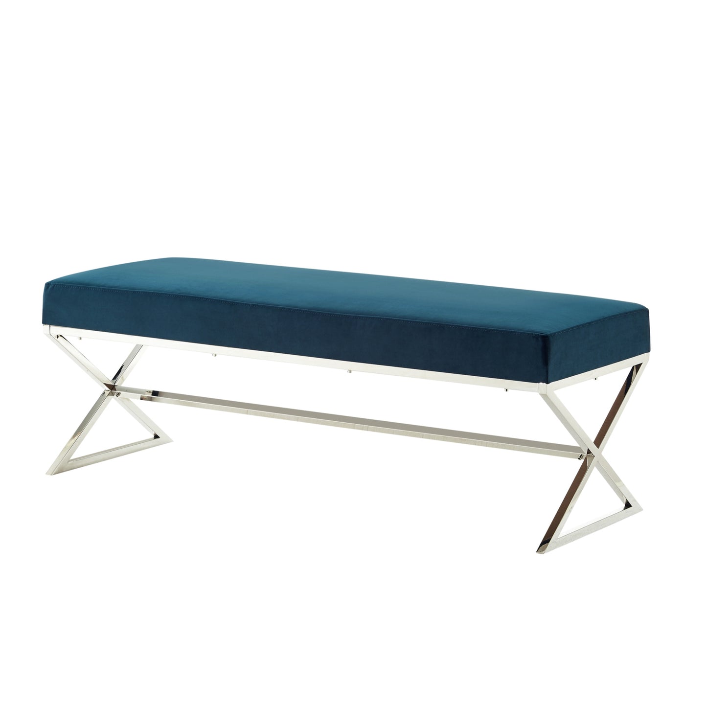 48" Gray and Silver Velvet Upholstered Bench