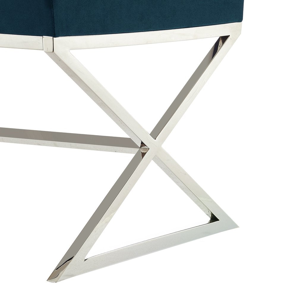 48" Gray and Silver Velvet Upholstered Bench