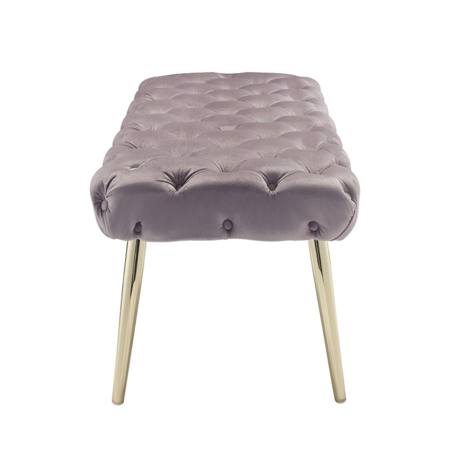 48" Lilac and Gold Tufted Velvet Upholstered Bench