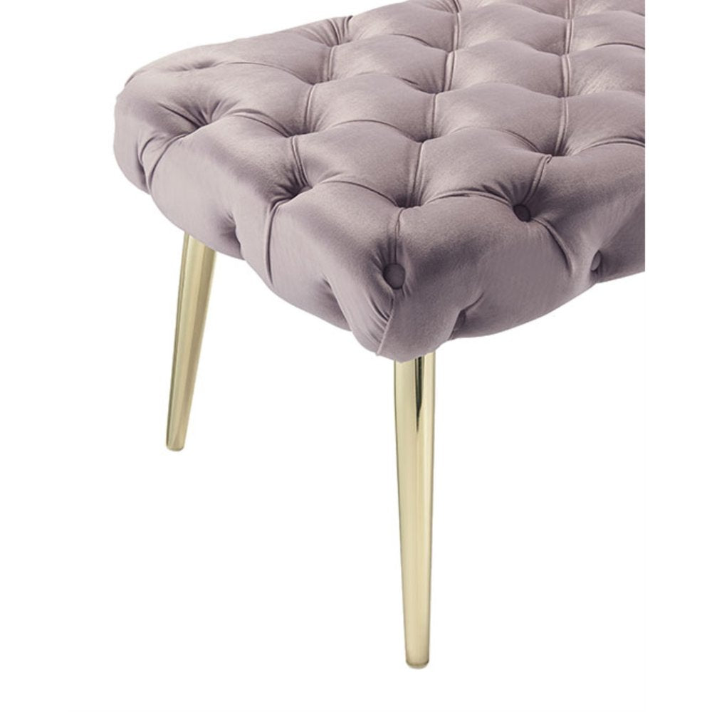 48" Lilac and Gold Tufted Velvet Upholstered Bench