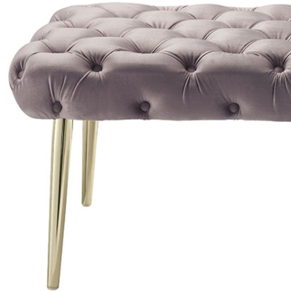48" Lilac and Gold Tufted Velvet Upholstered Bench