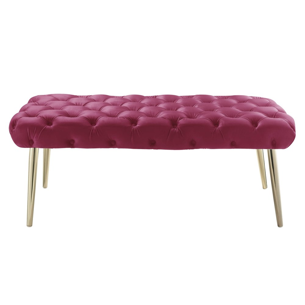 48" Lilac and Gold Tufted Velvet Upholstered Bench