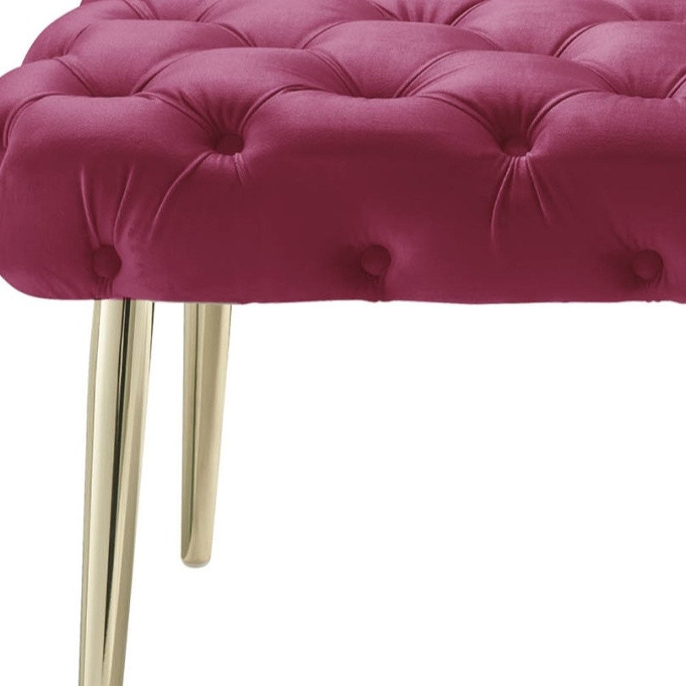 48" Lilac and Gold Tufted Velvet Upholstered Bench