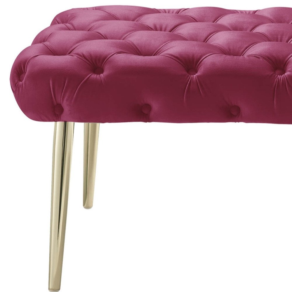 48" Lilac and Gold Tufted Velvet Upholstered Bench