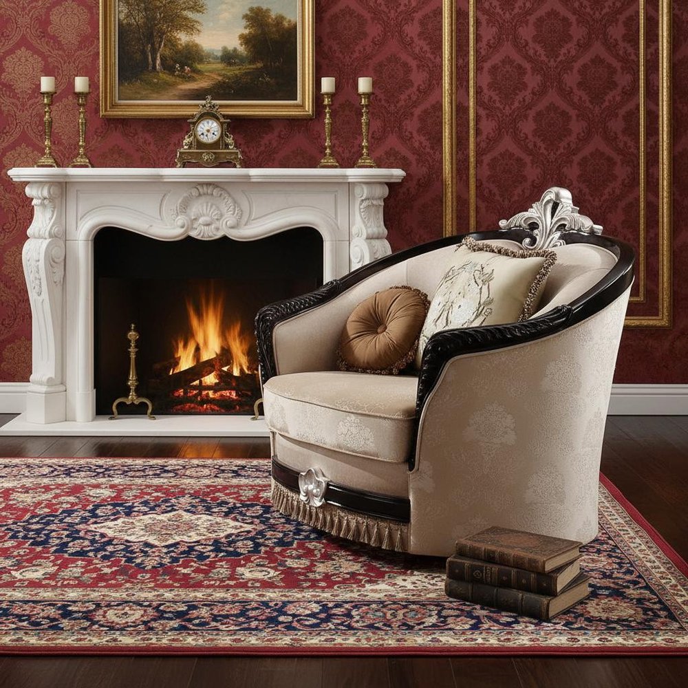 47" Tan and Black Fabric Floral Arm Chair And Toss Pillows