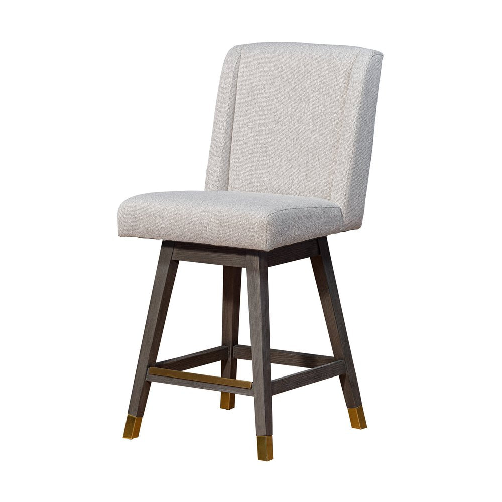 Taupe and Gray Solid Wood Counter Height Swivel Bar Chair